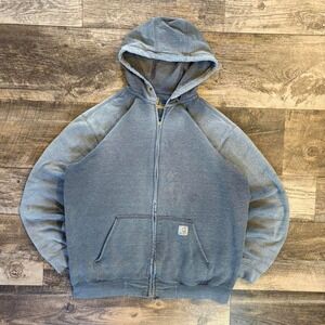 Essential faded and distressed grey carhartt hoodie Size large